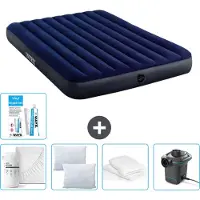 Intex Luftbett – 2 Personen – 152 x 203 x 25 cm – Blau – im Lieferumfang enthalten Spannbettuch - Küssen - Pumpe - Reperaturset en Kissenschutz
