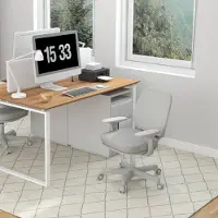 MODFU Bürostuhl aus Polyester in Grau, höhenverstellbar, drehbar, 55 x 48 x 82,5-94,5 cm