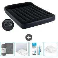 Intex Airbed - Doppelbett - 137 x 191 x 25 cm - Blau - Inklusive Pumpe - Spannbettuch - Küssen - Reperaturset en Kissenschutz