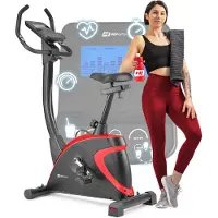 Hop-Sport Heimtrainer Fahrrad Host Rot - Ergometer mit App-Steuerung, 12 Trainingsprogrammen & 16 computergesteuerten Widerstandsstufen, Pulsmessung
