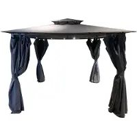 Ebuy24 Pavillon 4.0x2.67m, grau-schwarz, mit integriertem Moskitonetz, Sonnenschutz
