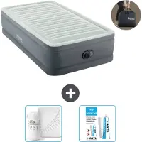 Intex Luftbett - 1 Person - 99 x 191 x 46 cm - Grau - Inklusive Pumpe - Spannbettuch en Reperaturset