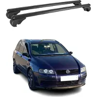 Omac Dachträger für Fiat Stilo Multiwagon 2002-2008 Gepäckträger Aluminium Schwarz 2x