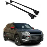 Omtec Dachträger Grundtäger für Ssangyong Korando 2019-2025 75kg Metall Schwarz 2 tlg