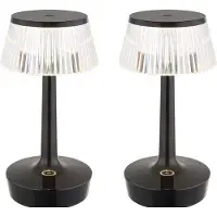 Globo Lighting LED Tischleuchte, Touchdimmer, schwarz, Kristalleffekt, H 23 cm