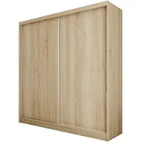 Beautysofa | Kleiderschrank MARIO II 200 cm Eiche Sonoma – Moderner Schrank ohne Spiegel, mit Schiebetüren und Schubladen, Minimalistisches Design