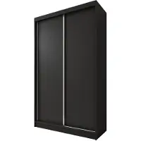 Beautysofa Kleiderschrank MARIO II 120 cm Schwarz – Schwebetürenschrank mit 2 Schubladen, 2 Schiebetüren, Regale & Kleiderstange, Schrank ohne Spiegel