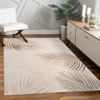 Paco Home Teppich "Tuana 218" rechteckig 15 mm Höhe Kurzflor, modernes Blätter Design, Hoch-Tief-Struktur, Wohnzimmer