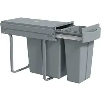HOMCOM Ausziehbarer Mülleimer, Küchenmüllbehälter, Griff, 20 L+10 L, Grau