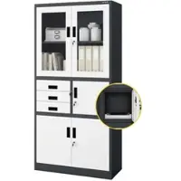 DELUKE JAN NOWAK Vitrinenschrank Abschließbar FILIP mit Tresor 185 x 90 x 40 cm Anthrazit-Weiß