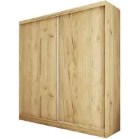 Beautysofa | Kleiderschrank MARIO II 200 cm Eiche Artisan – Moderner Schrank ohne Spiegel, mit Schiebetüren und Schubladen, Minimalistisches Design