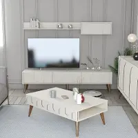 Skye Decor , Lyon 3 - Cream, Walnut, Wohnzimmermöbel-Set, Creme, 100 % MELAMINBESCHICHTETE SPANPLATTEN, 180 x 35 x 44 cm