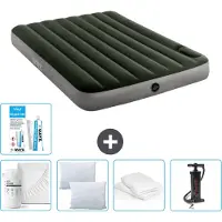 Intex Airbed - Doppelbett - 137 x 191 x 25 cm - Grün - Spannbettuch - Küssen - Pumpe - Reperaturset en Kissenschutz