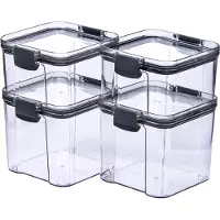 Krumble Vorratsgläser 4er-Set - 460 ml + 460 ml + 700 ml + 700 ml + 700 ml - Vorratsdose - Vorratsgläser - Mit Deckel - Vorratsgläser - Kunststoff - Transparent - Schwarz