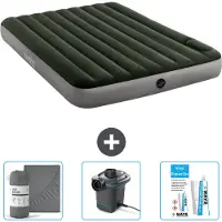 Intex Luftbett - 2 Personen - 152 x 203 x 25 cm - Grün - Spannbettuch - Pumpe en Reperaturset