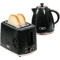 HOMCOM Wasserkocher Toaster Set 2200 W 1,7L Wasserkocher, 2 Scheiben Toaster