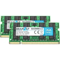 BRAINZAP 4GB (2x2GB) DDR2 800MHz PC2-6400S SO-DIMM CL6 2Rx8 1.8V Unbuffered Non-ECC RAM Arbeitsspeicher für Notebook Laptop Speichermodul Memory