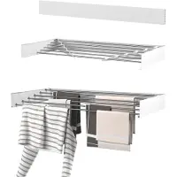 Wasophoogte Wäscheständer Ausziehbar, wäscheständer wand, 6m Trockenlänge, Klappbarr Waschetrockner 100cm, Weiß - 2 pièces