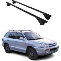 Omtec Dachträger Grundtäger für Hyundai Santa Fe 2000-2012 75kg Metall Schwarz 2 tlg