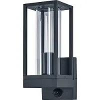 Osram Endura Classic LED Wandleuchte Frame, E27 Fassung, PIR Sensor, IP44, Aluminium dunkelgrau, Glas