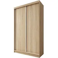 Beautysofa | Kleiderschrank MARIO II 120 cm Eiche Sonoma – Moderner Schrank ohne Spiegel, mit Schiebetüren und Schubladen, Minimalistisches Design