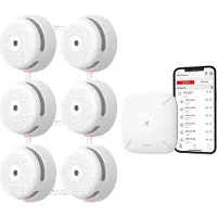 X-Sense Link+ Pro Intelligentes Rauchmelder-Bündel - 6 XS01-M Rauchmelders und SBS50 Basisstation - Funktioniert über App - WiFi - Funkverbindung