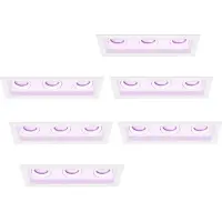 LEDVION - 6x LED Einbaustrahler led Spot weißes dreifaches Rechteck, 270x100 mm, 4,9 W, RGB+CCT, dimmbar, intelligent, neigbar, Gu10 -Anpassung, Aluminium, IP20