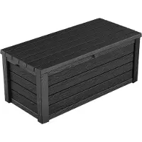 Keter Eastwood Auflagenbox mit 570 Liter Volumen, Wetterfest und Wasserdicht, Sitzgelegenheit, Anthrazit, 72,4 x 155 x 64,4 cm