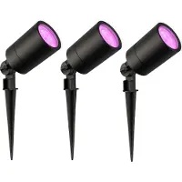 LEDVION - 3er Set, Gartenstrahler mit Erdspieß, IP65, 4,9W, 220-240V, RGB, LED Strahler, Gartenbeleuchtung mit Strom, Mit GU10 Leuchtmittel, Dimmbar, Wasserdicht