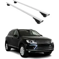 Omtec Dachträger Gepäckträger für VW Touareg 2010-2018 Grundträger Metall Silber 2tlg