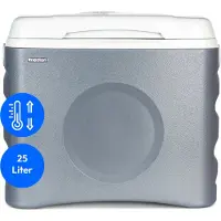 Medion Thermoelektrische tragbare Kühlbox (25 Liter, Kühl- und Warmhaltefunktion, 12V Zigarettenanzünder 230V Netzanschluss USB - Stromversorgung, für Auto, Boot und Camping, MD10735) grau