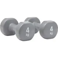 Reebok Hantelsatz 2x 4 kg aus Gusseisen und Vinyl mit abgeflachtem Kopf