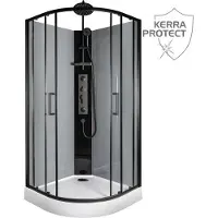 Kerra Hydromassagekabine Wega 90 BL schwarz mit Regendusche