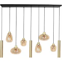 Steinhauer Pendelleuchte Reflexion 9-flammig Bernstein 145x30cm