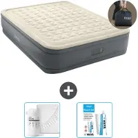 Intex Luftbett - 2 Personen - 152 x 203 x 46 cm - Grau - Inklusive Pumpe - Spannbettuch en Reperaturset