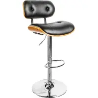 Riess Barhocker CLASSICO schwarz 115cm schwarz natur Kunstleder Metall höhenverstellbar mit Lehne Walnussholzoptik retro