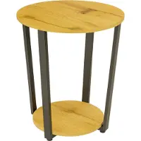 Begryf Beistelltisch rund 52 cm Eichefarben Ø46 cm, Couchtisch mit Ablage Ø32 cm,Metallgestell