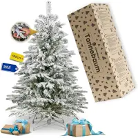 Springos Premium Weihnachtsbaum 150 cm, schneebedeckte Tanne wie echt — 206 Spitzen, stabiler Metallständer, Christbaum mit Schneeoptik