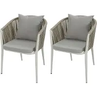 Axi Faye Gartenstuhl Set 2 Stück in Beige | Gartenstühle für Gartentisch aus Aluminium/Polyester & inklusive Sitzkissen aus Olefin | Stuhl Wetterfest für Garten / Draußen - bis zu 120 kg belastbar