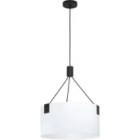 Eglo Hängelampe Tortola, Pendelleuchte Esstisch, Deckenlampe hängend, Stahl in schwarz, Textil in weiss, E27 Fassung