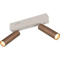 TRIO Lighting LED-Deckenstrahler Ambala, Länge 26 cm, grau/braun, 2-flg. dimmbar, alu / grau / zink, für Wohn- / Esszimmer, Metall, Modern, LED Deckenlampe
