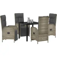 vidaXL Garten Essgruppe 5 Stk. Grau Poly-Rattan