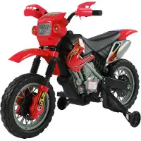 HOMCOM Kinder-Elektromotorrad, 6 V, wiederaufladbare Batterie, Kinder ab 3 Jahren, Ladegerät und Räder, unterstützt rote Farbe