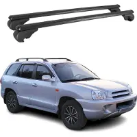 Omtec Dachträger für Hyundai Santa Fe Gepäckträger Grundträger Aluminium Schwarz 2tlg