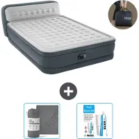 Intex Luftbett - 2 Personen - 152 x 236 x 86 cm - Grau - Inklusive Pumpe - Spannbettuch en Reperaturset