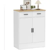 HOMCOM Sideboard mit Stauraum, Kommode mit 2 Schubladen, verstellbares Regal