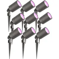 LEDVION 9er Set Gartenstrahler mit Erdspieß IP65 4,9W GU10 CCT RGB