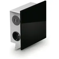 Wipo MIRA Quad Glas-USB Steckdosenelement SCHWARZ - Schuko 3-fach und 2-fach USB / Steckdosen / USB-Port
