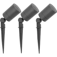LEDVION - 3er Set, Gartenstrahler mit Erdspieß, IP65, 3W, 220-240V, LED Strahler, Gartenbeleuchtung mit Strom, Ohne GU10 Leuchtmittel, Drehbar, Wasserdicht