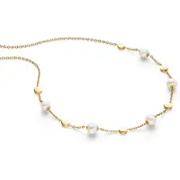 Boccia 08077-02 Damen-Kette Titan Goldfarben mit Perlen